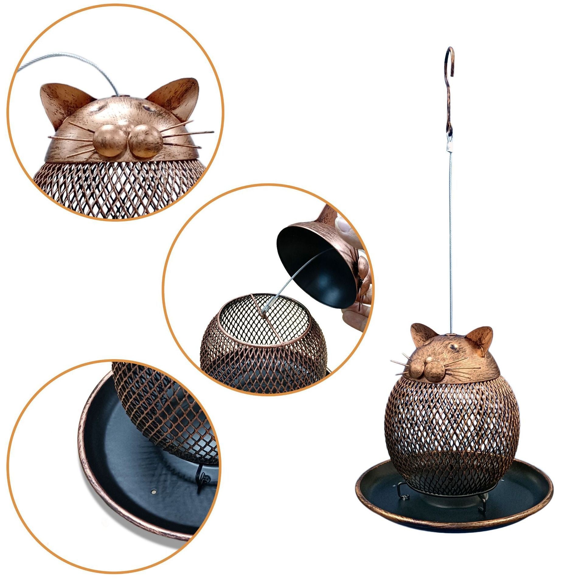 Whimsical Whiskers – Vintage Style Iron Bird Feeder