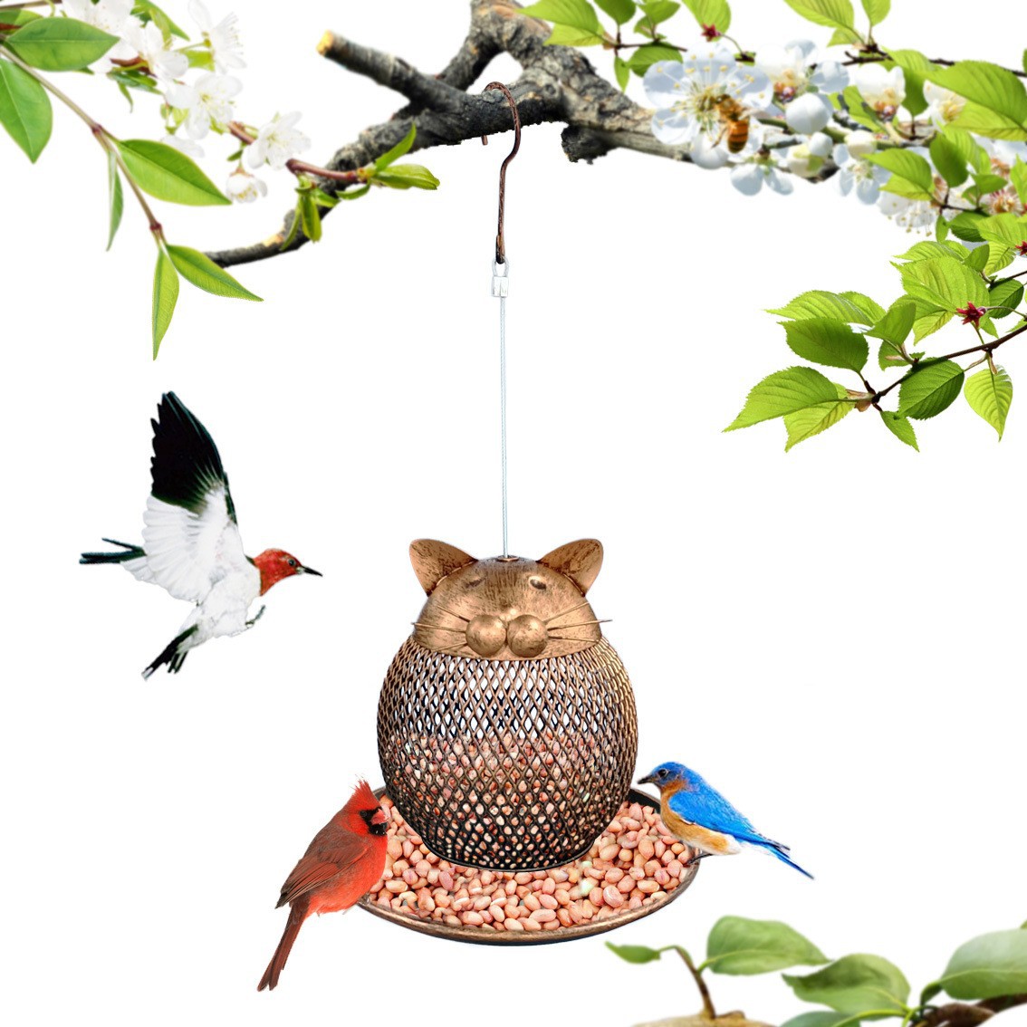 Whimsical Whiskers – Vintage Style Iron Bird Feeder